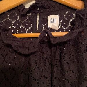 GAP WOMENS BLACK LONG SLEEVE HOLIDAY BLOUSE